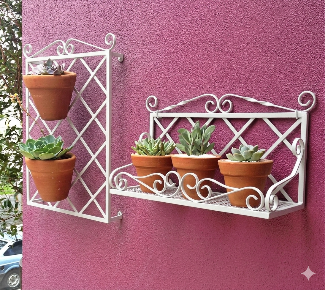 Set of Wall Hanging PLanter Shelf and Trellis
