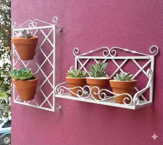 Set of Wall Hanging PLanter Shelf and Trellis